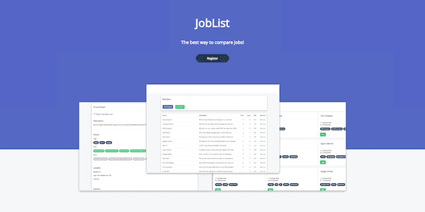 Landing page for joblist project